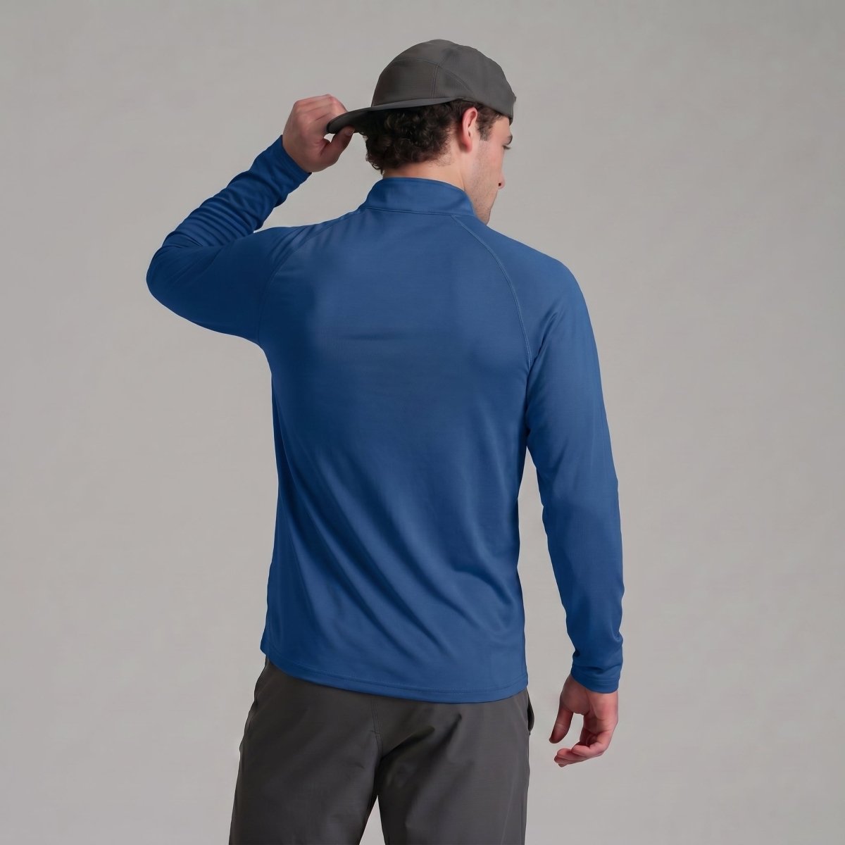 TACVASEN Blue Grey Long Sleeve Sun Shirt UPF 50+ Zip Fishing Running Rashguard