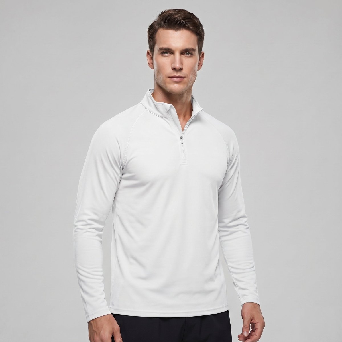 TACVASEN White Long Sleeve Sun Shirt UPF 50+ Zip Fishing Running Rashguard