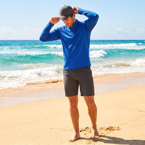 TACVASEN Sapphire Blue Long Sleeve Sun Shirt UPF 50+ Zip Fishing Running Rashguard