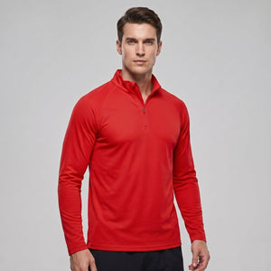 TACVASEN Tomato Red Long Sleeve Sun Shirt UPF 50+ Zip Fishing Running Rashguard