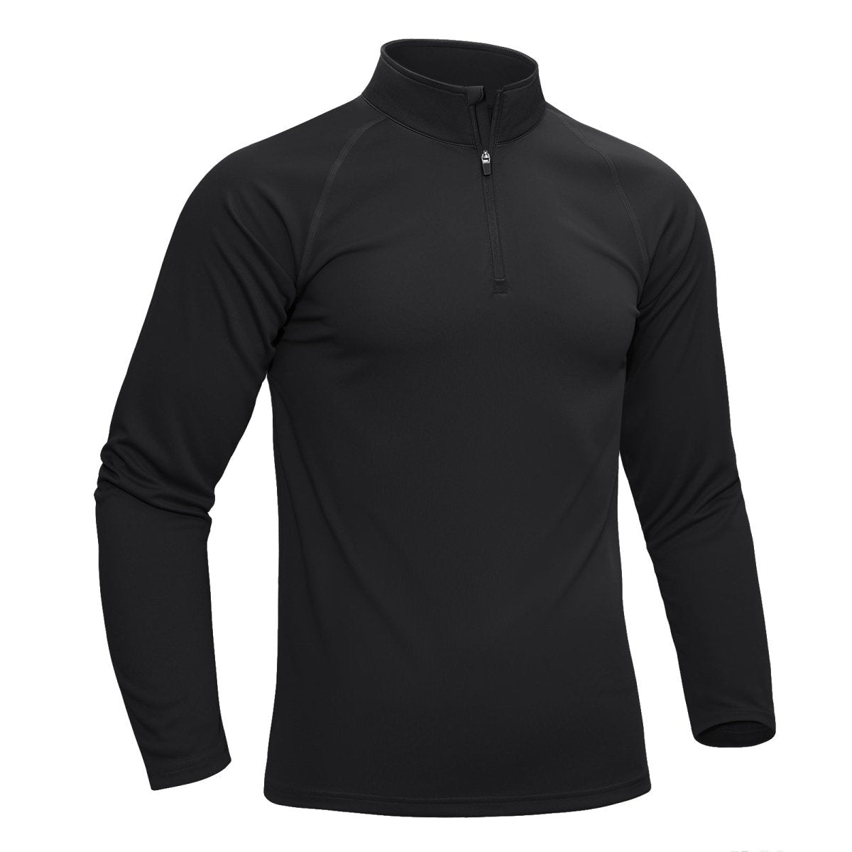 TACVASEN Black Long Sleeve Sun Shirt UPF 50+ Zip Fishing Running Rashguard