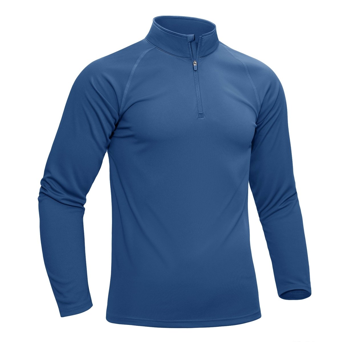 TACVASEN Blue Grey Long Sleeve Sun Shirt UPF 50+ Zip Fishing Running Rashguard