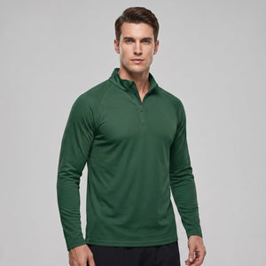 TACVASEN Dark Green Long Sleeve Sun Shirt UPF 50+ Zip Fishing Running Rashguard
