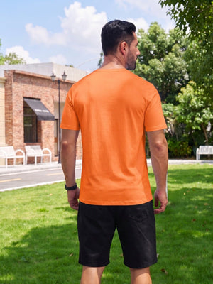 TACVASEN Orange Men Plain Cotton Moisture Wicking Casual T-Shirts