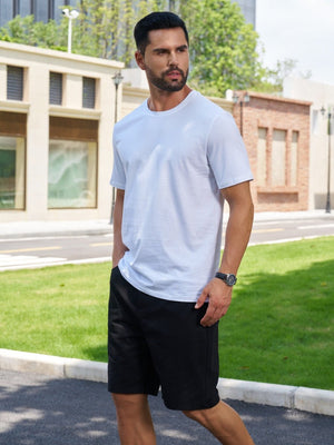 TACVASEN White Men Plain Cotton Moisture Wicking Casual T-Shirts