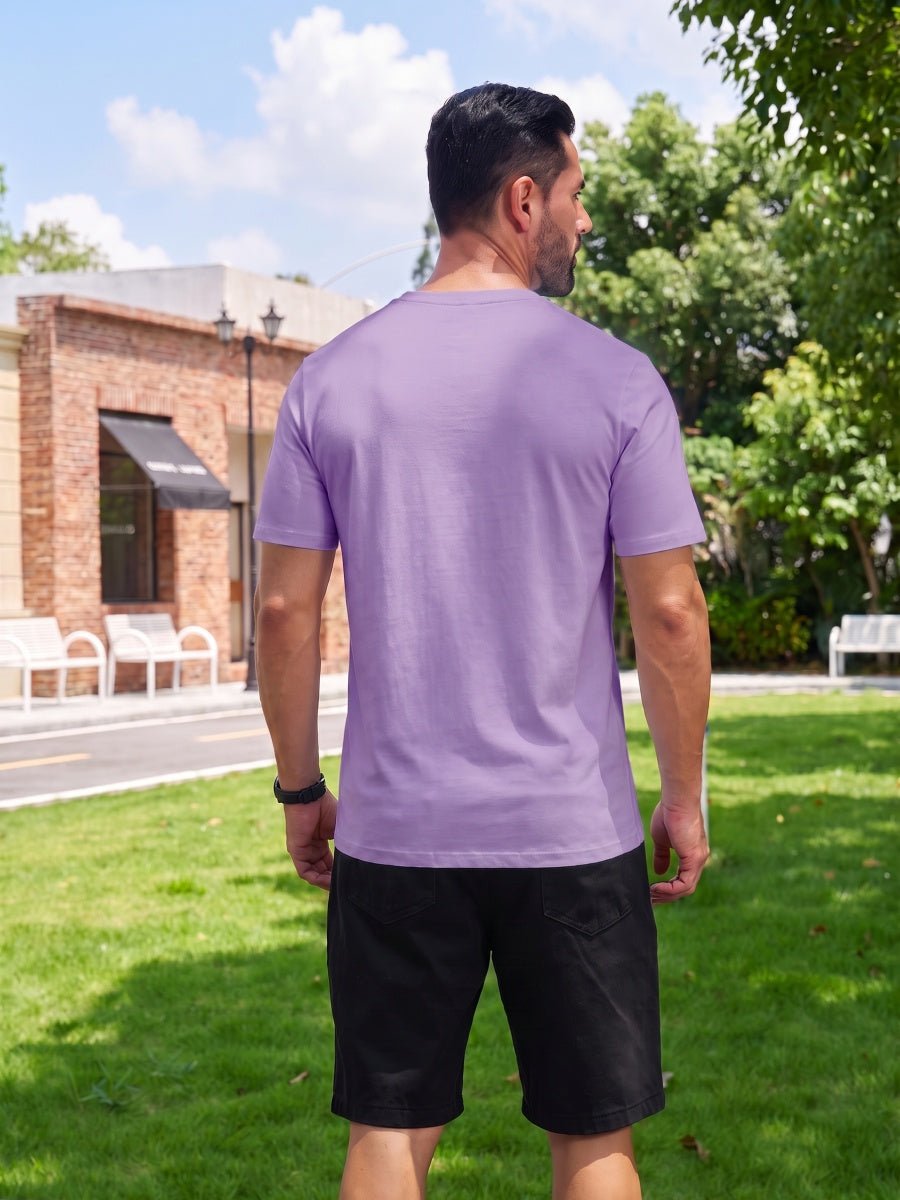 TACVASEN Light Purple Men Plain Cotton Moisture Wicking Casual T-Shirts