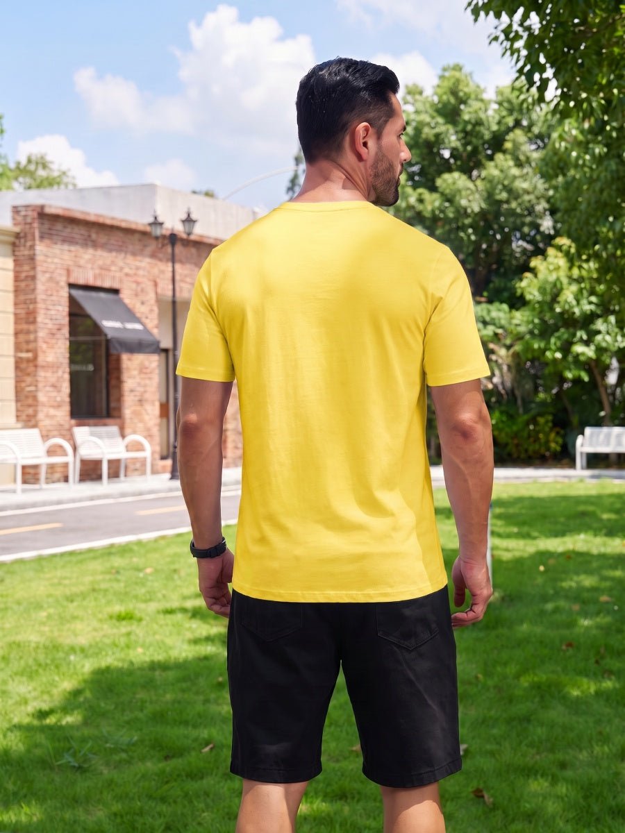 TACVASEN Yellow Men Plain Cotton Moisture Wicking Casual T-Shirts