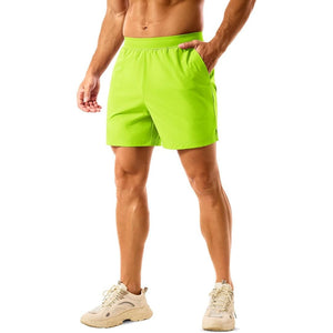 TACVASEN Fluorescent Green Men's 2 in 1 Quick Dry Running Shorts with Pockets