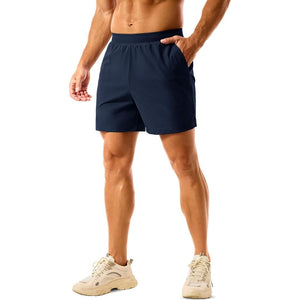 TACVASEN Navy Men's 2 in 1 Quick Dry Running Shorts with Pockets