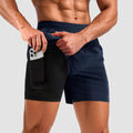 TACVASEN Navy Men's 2 in 1 Quick Dry Running Shorts with Pockets