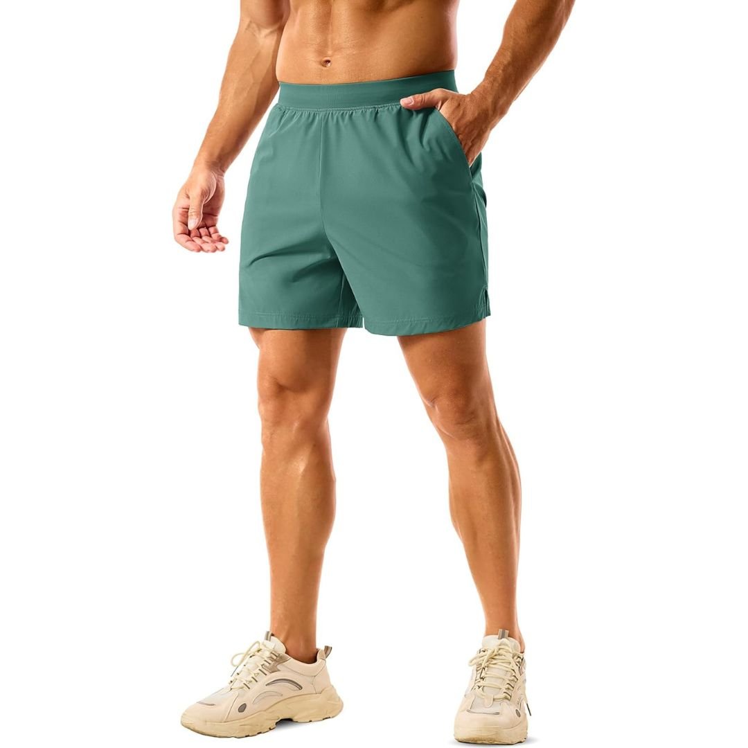TACVASEN Fern Green Men's 2 in 1 Quick Dry Running Shorts with Pockets