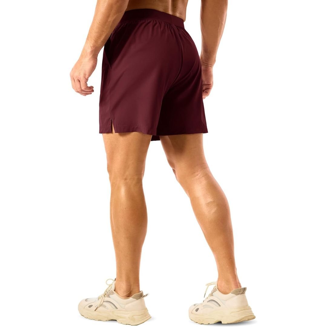 TACVASEN Wine Red Men's 2 in 1 Quick Dry Running Shorts with Pockets
