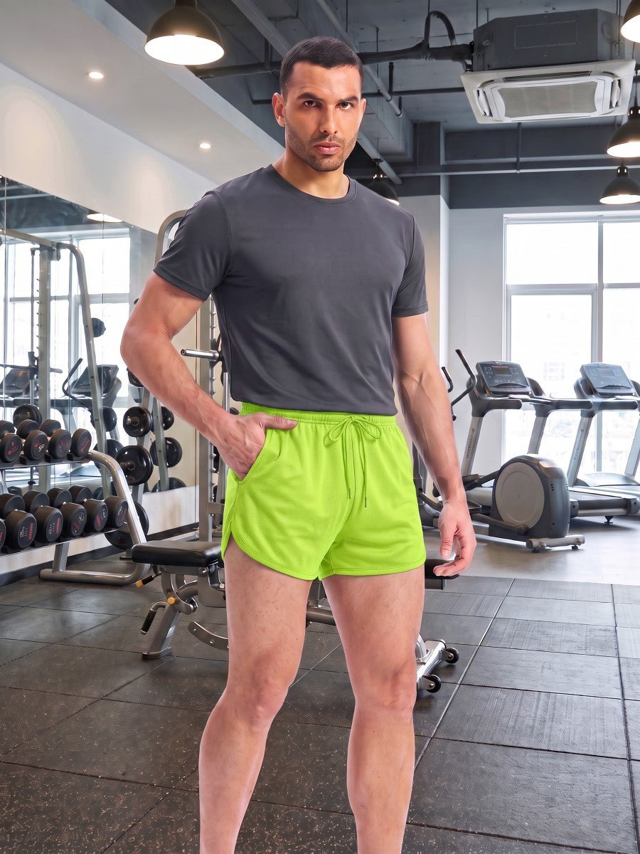 TACVASEN Fluorescent Green Men's 3 Inch Quick Dry Lightweight Athletic Shorts