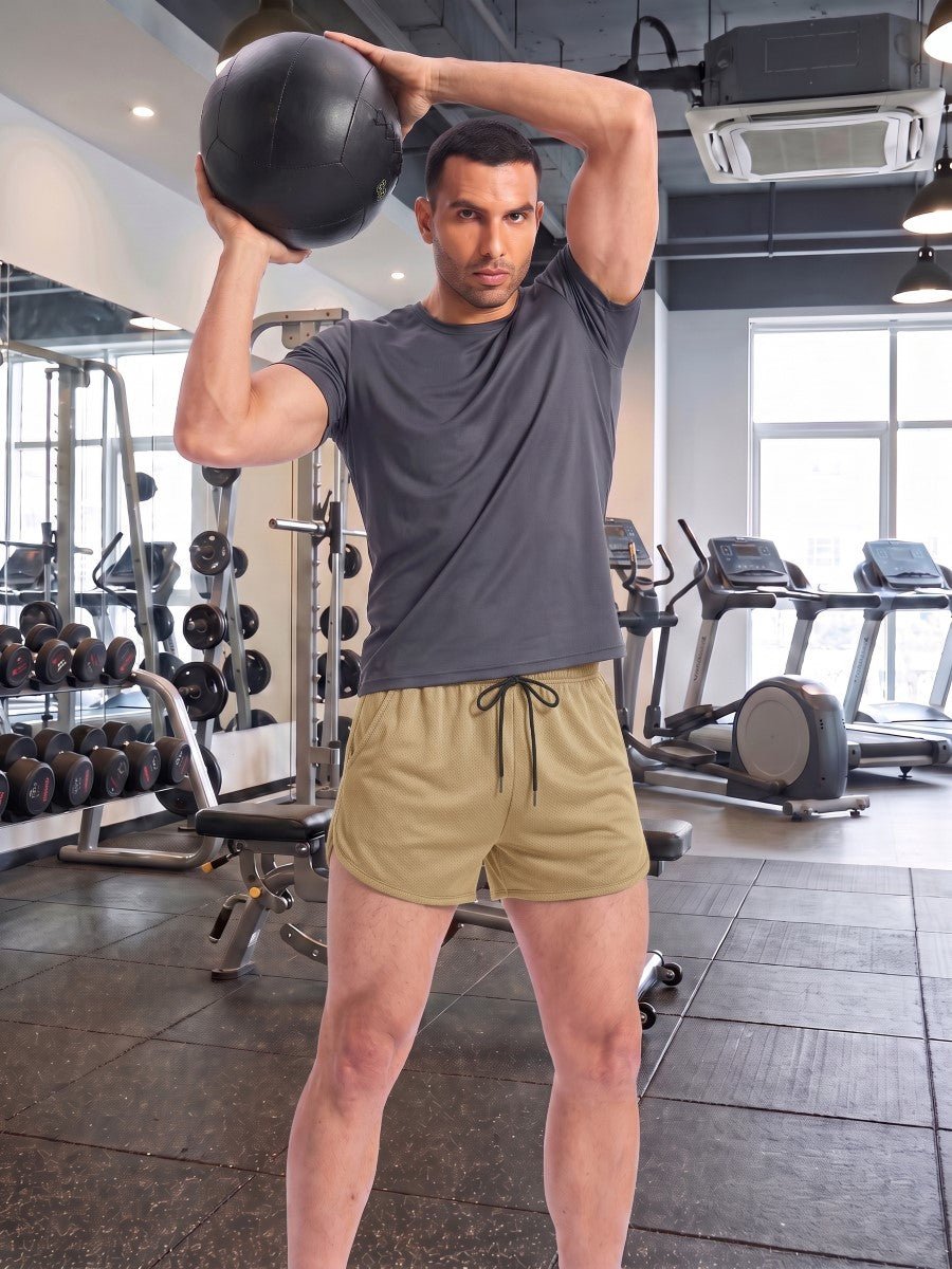 TACVASEN Khaki Men's 3 Inch Quick Dry Lightweight Athletic Shorts