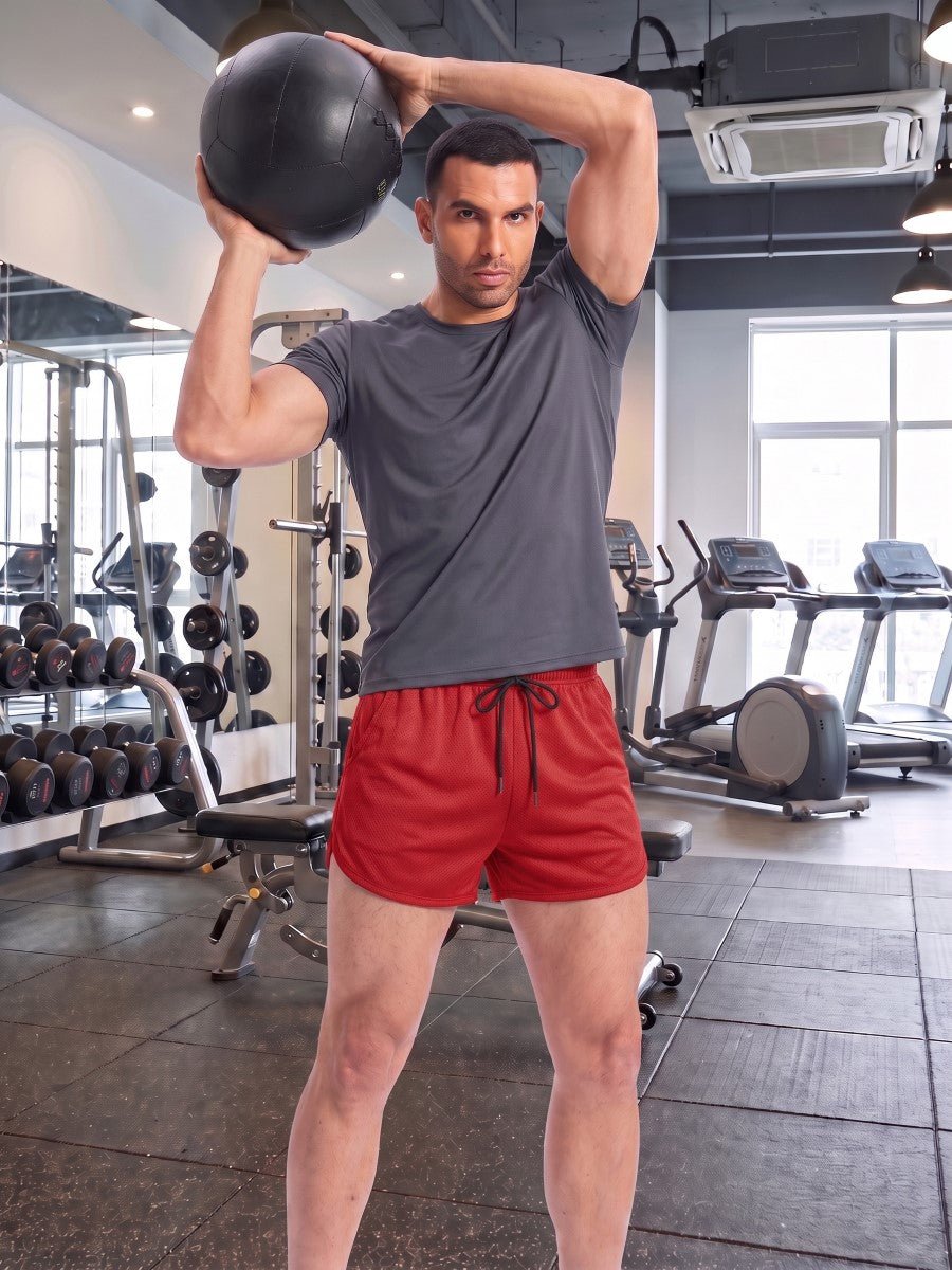 TACVASEN Red Men's 3 Inch Quick Dry Lightweight Athletic Shorts