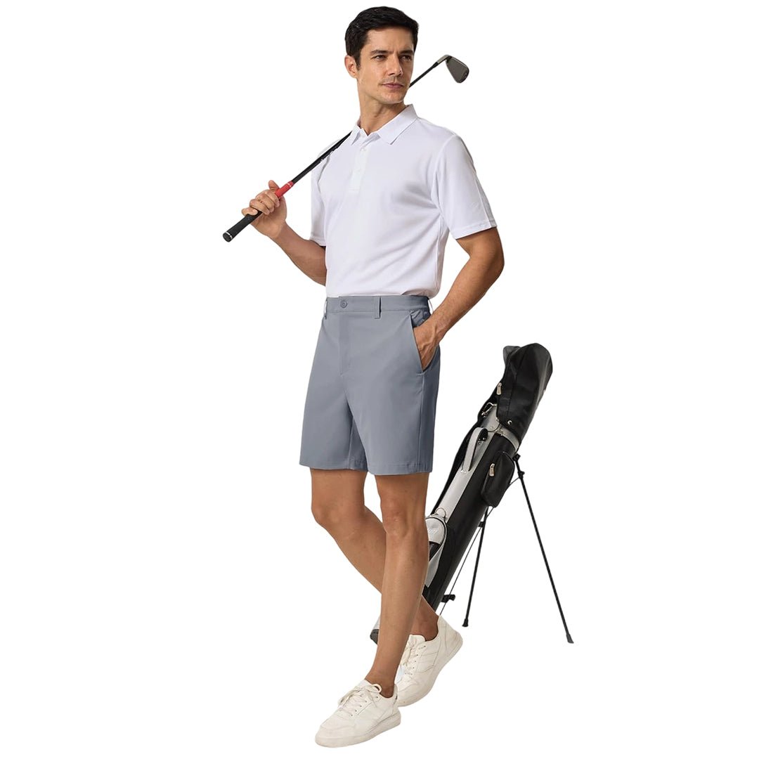 TACVASEN Light Grey Men's 7 Inch Quick Dry Golf Shorts with 6 Pockets
