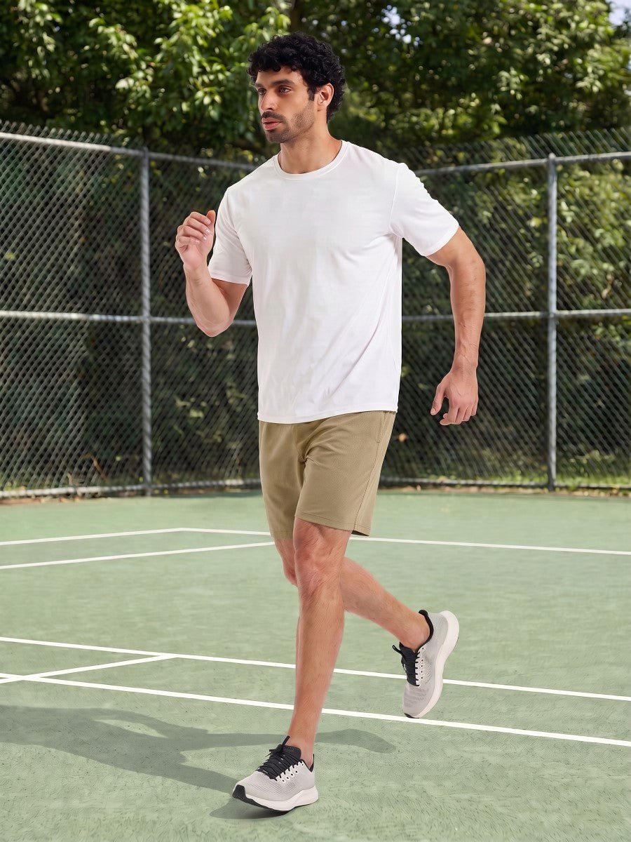 TACVASEN Khaki Men's 7-inch Quick Dry Lightweight Athletic Running Shorts