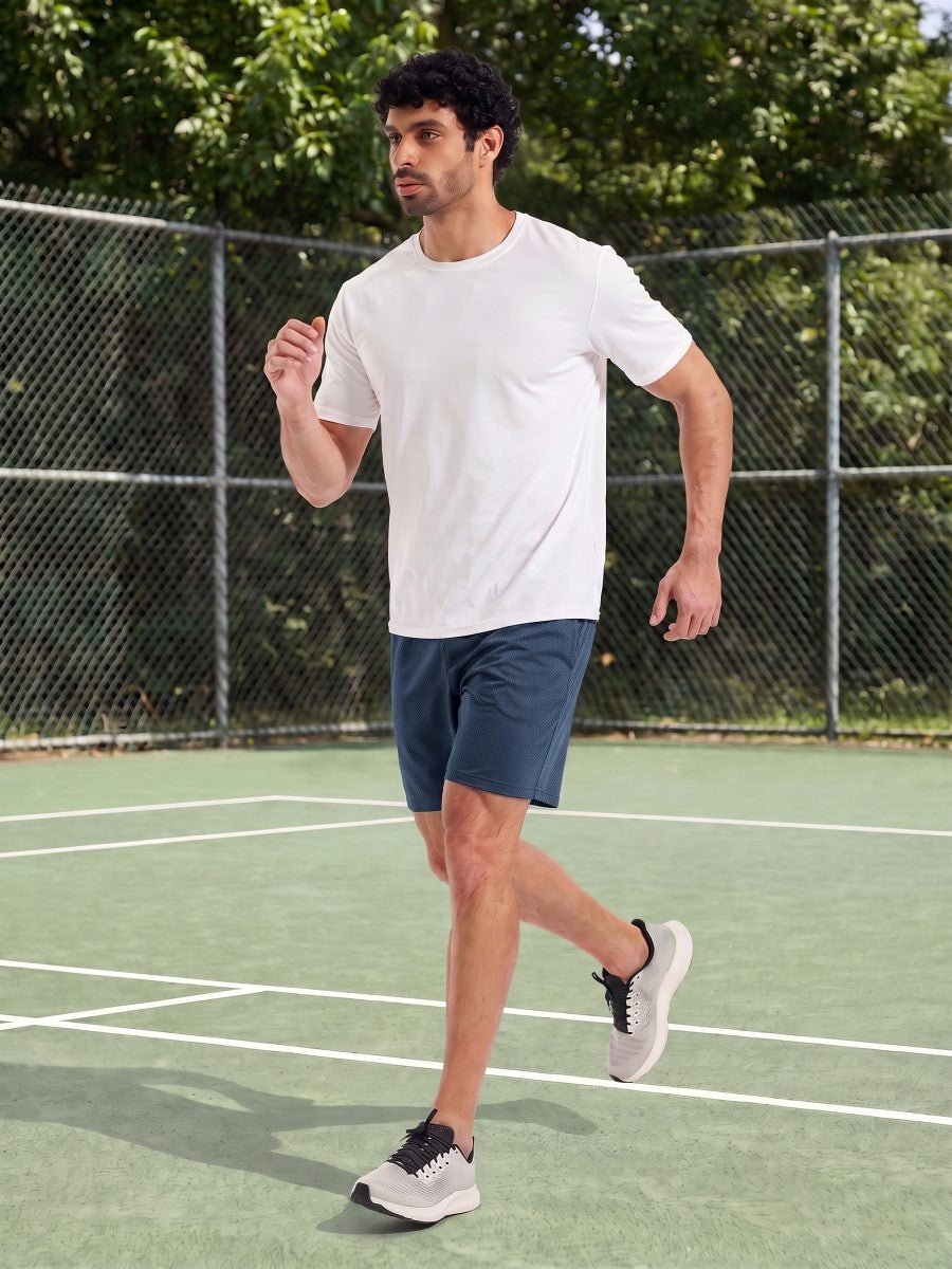 TACVASEN Blue Grey Men's 7-inch Quick Dry Lightweight Athletic Running Shorts
