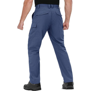 TACVASEN Blue Grey Men's 9 Pockets Ripstop Water Repellent Tactical Pants