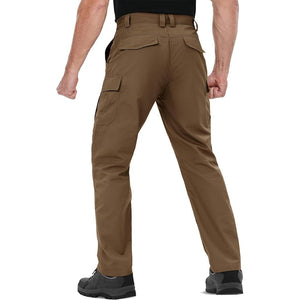 TACVASEN Brown Men's 9 Pockets Ripstop Water Repellent Tactical Pants