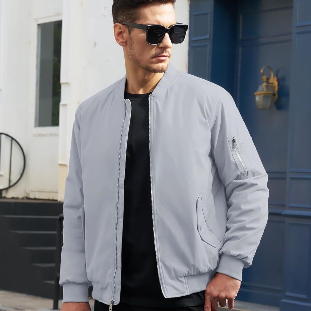 Men's Winter Bomber Jacket Thermal Warm Padded Windbreaker - google_men_lightweight_jacket