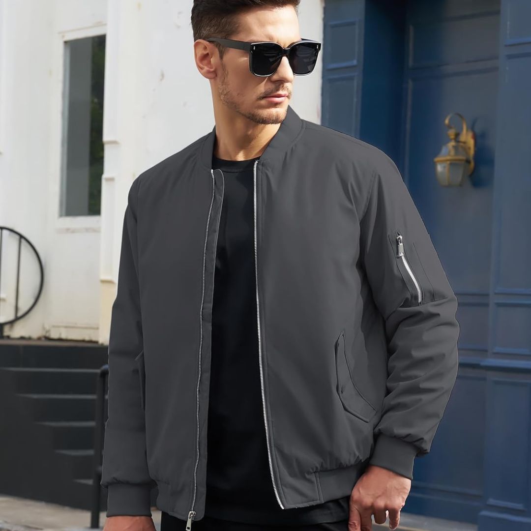 Men's Winter Bomber Jacket Thermal Warm Padded Windbreaker - google_men_lightweight_jacket