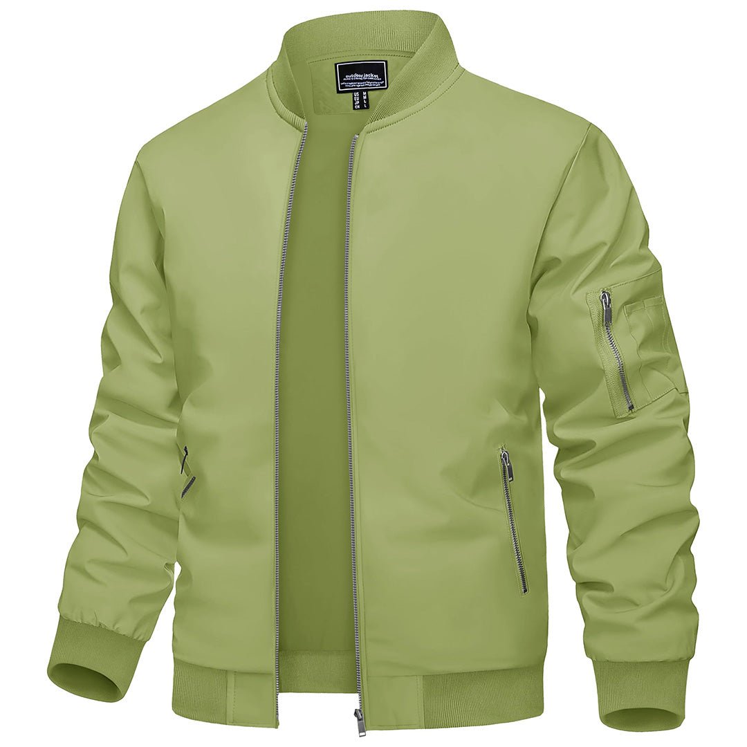 TACVASEN Olive Green Vintage Bomber Flight Jacket Zip - Pocket