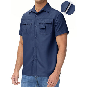 TACVASEN Khaki Men's Breathable Quick - Dry Convertible Outdoor Shirt