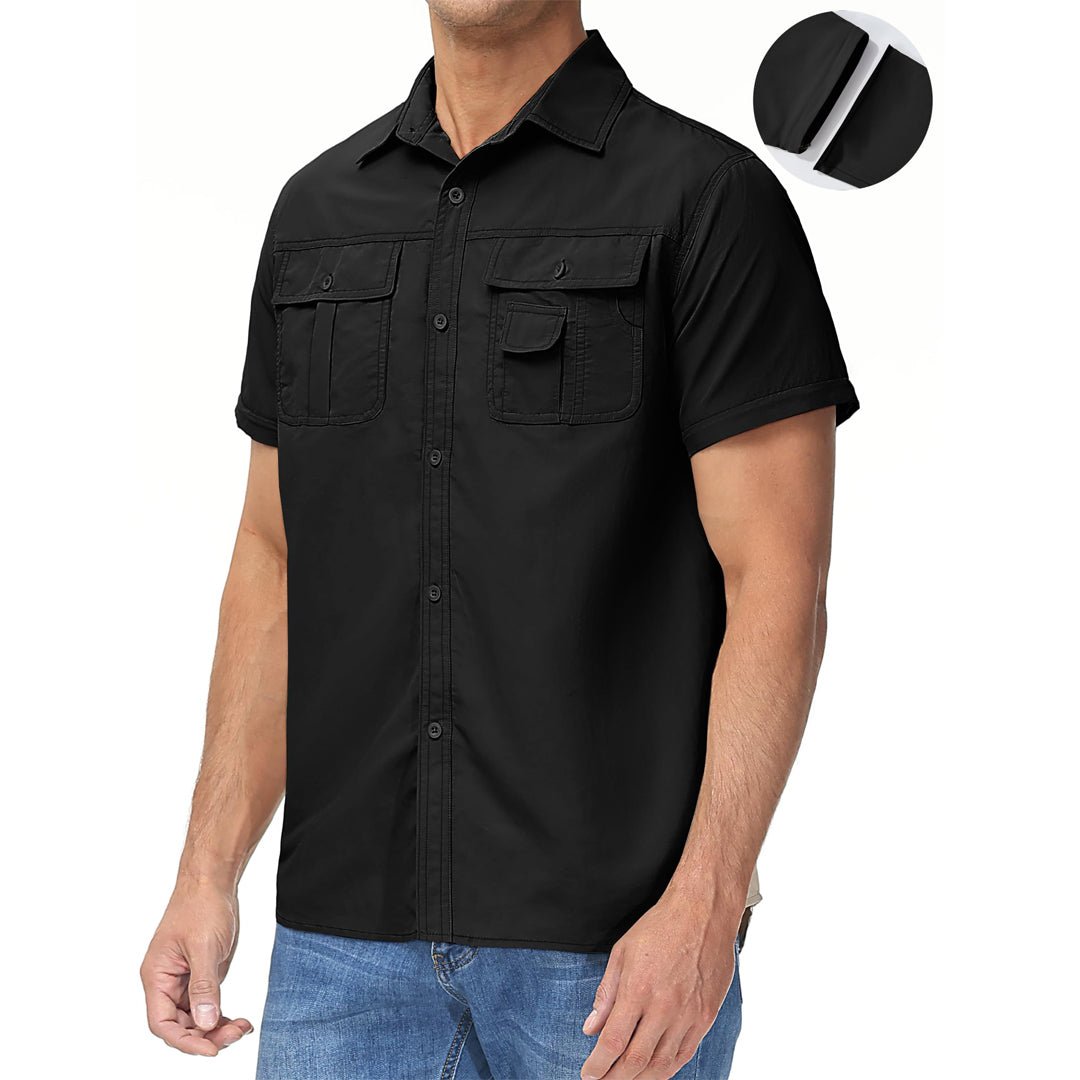 TACVASEN Khaki Men's Breathable Quick - Dry Convertible Outdoor Shirt