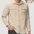 TACVASEN Khaki Men's Breathable Quick-Dry Convertible Outdoor Shirt