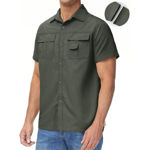 TACVASEN Khaki Men's Breathable Quick - Dry Convertible Outdoor Shirt
