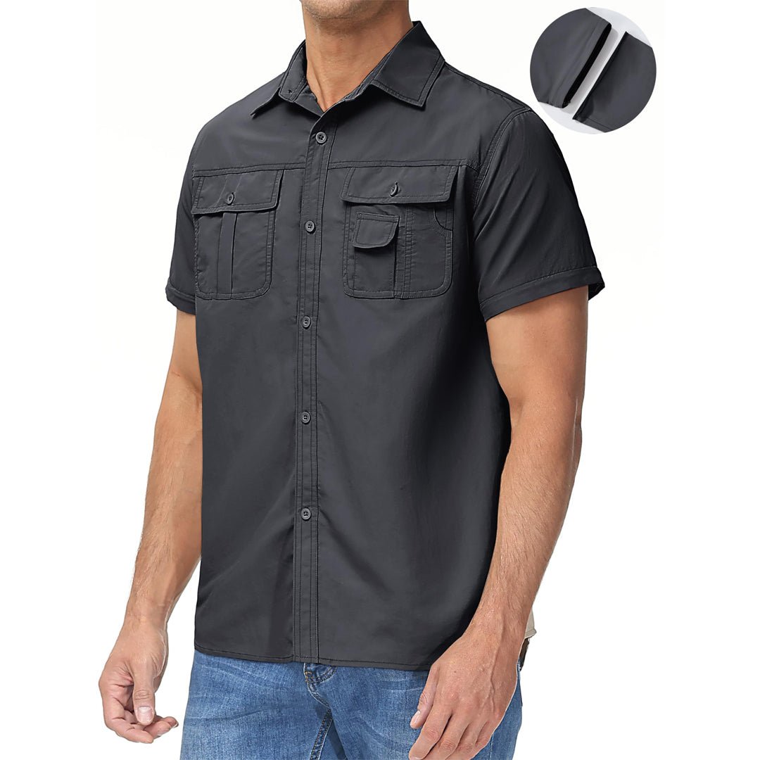 TACVASEN Khaki Men's Breathable Quick - Dry Convertible Outdoor Shirt