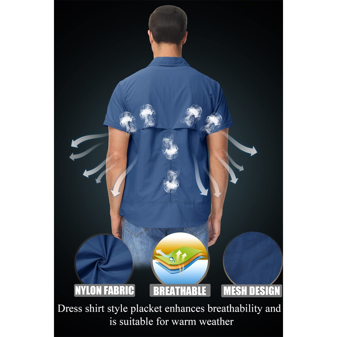 TACVASEN Khaki Men's Breathable Quick - Dry Convertible Outdoor Shirt