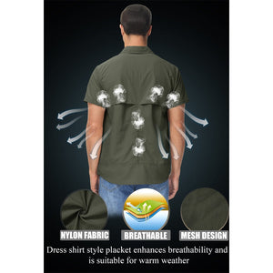 TACVASEN Khaki Men's Breathable Quick - Dry Convertible Outdoor Shirt