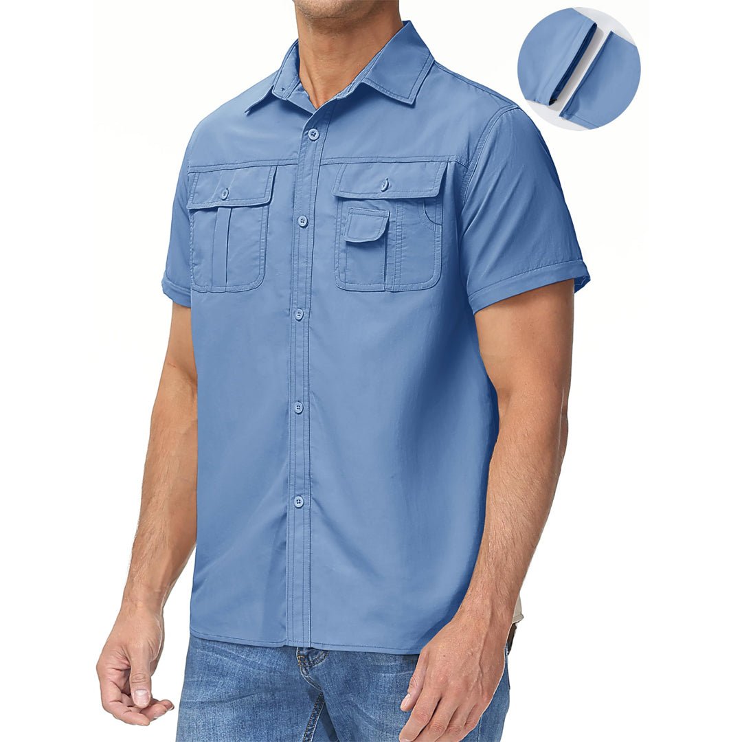 TACVASEN Khaki Men's Breathable Quick - Dry Convertible Outdoor Shirt