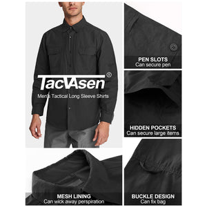 TACVASEN Black Men's Breathable Quick Dry Long Sleeve Shirts
