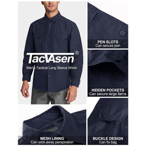 TACVASEN Black Men's Breathable Quick Dry Long Sleeve Shirts