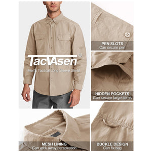 TACVASEN Black Men's Breathable Quick Dry Long Sleeve Shirts