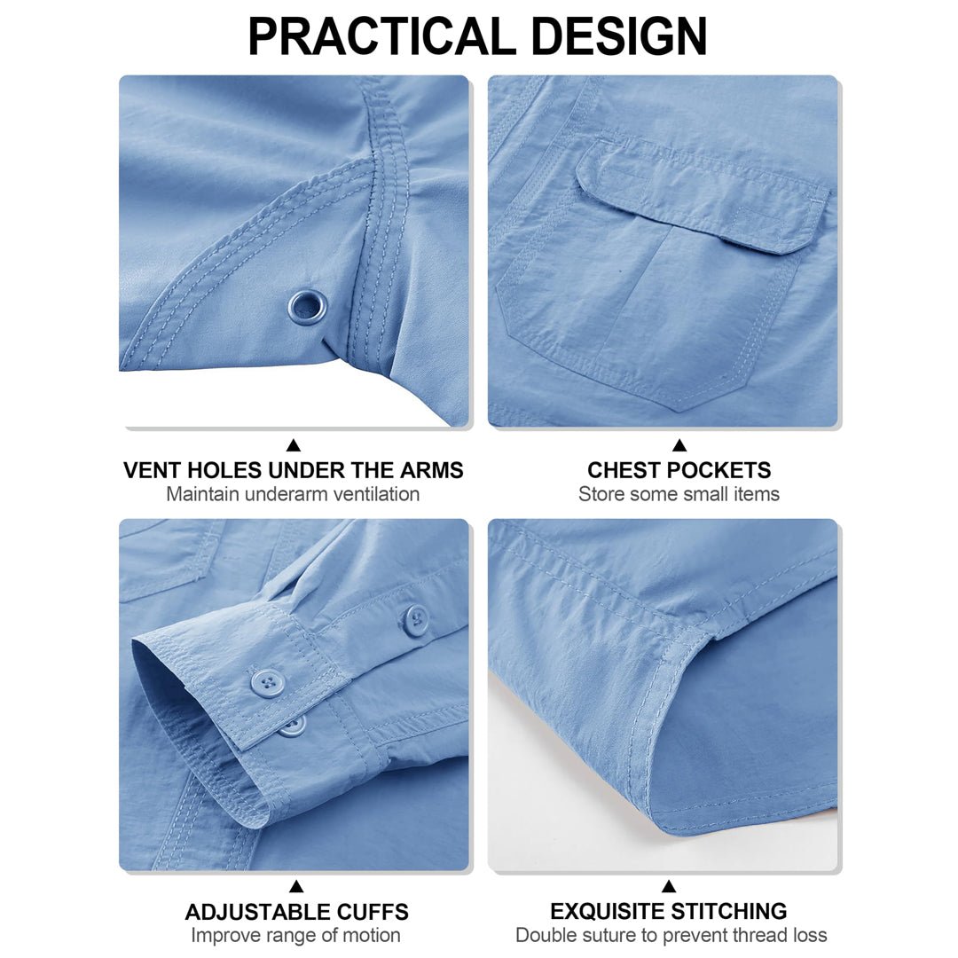 TACVASEN Black Men's Breathable Quick Dry Long Sleeve Shirts