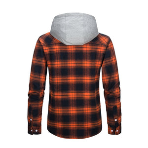 TACVASEN Blue White Men's Buffalo Plaid Hooded Casual Shirt Jacket