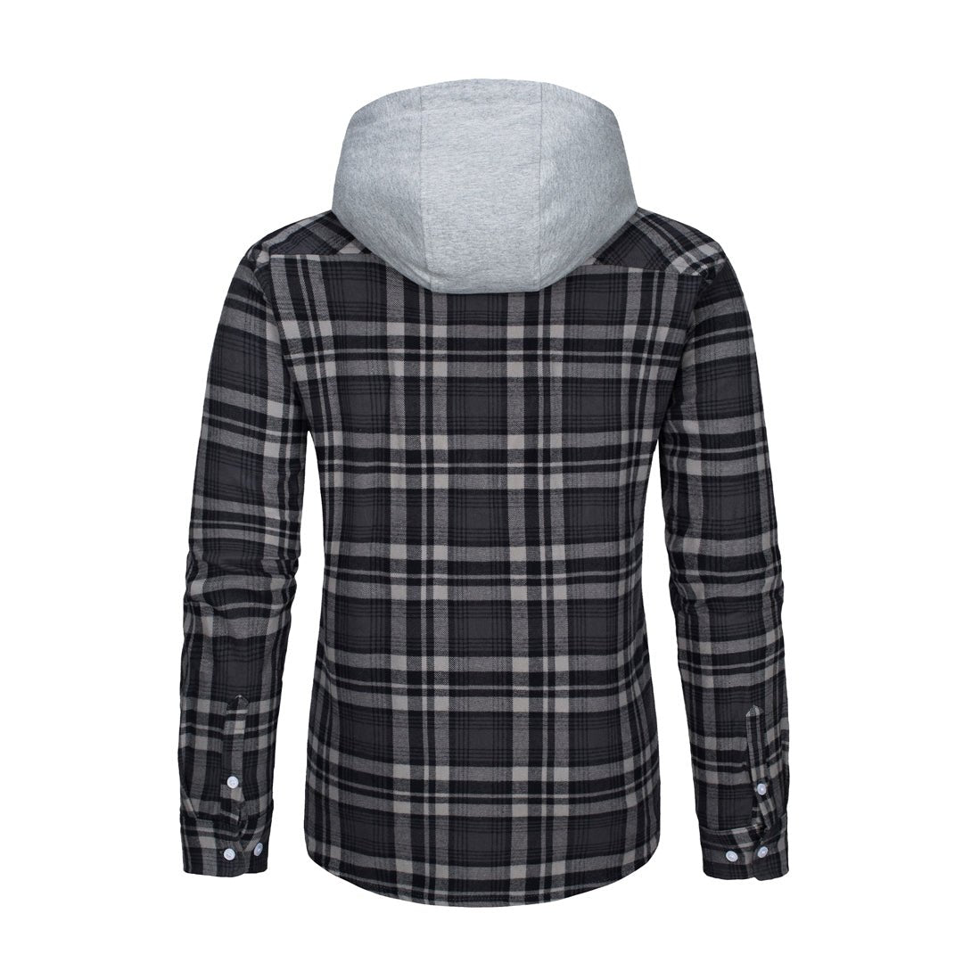 TACVASEN Blue White Men's Buffalo Plaid Hooded Casual Shirt Jacket