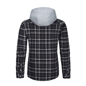 TACVASEN Blue White Men's Buffalo Plaid Hooded Casual Shirt Jacket