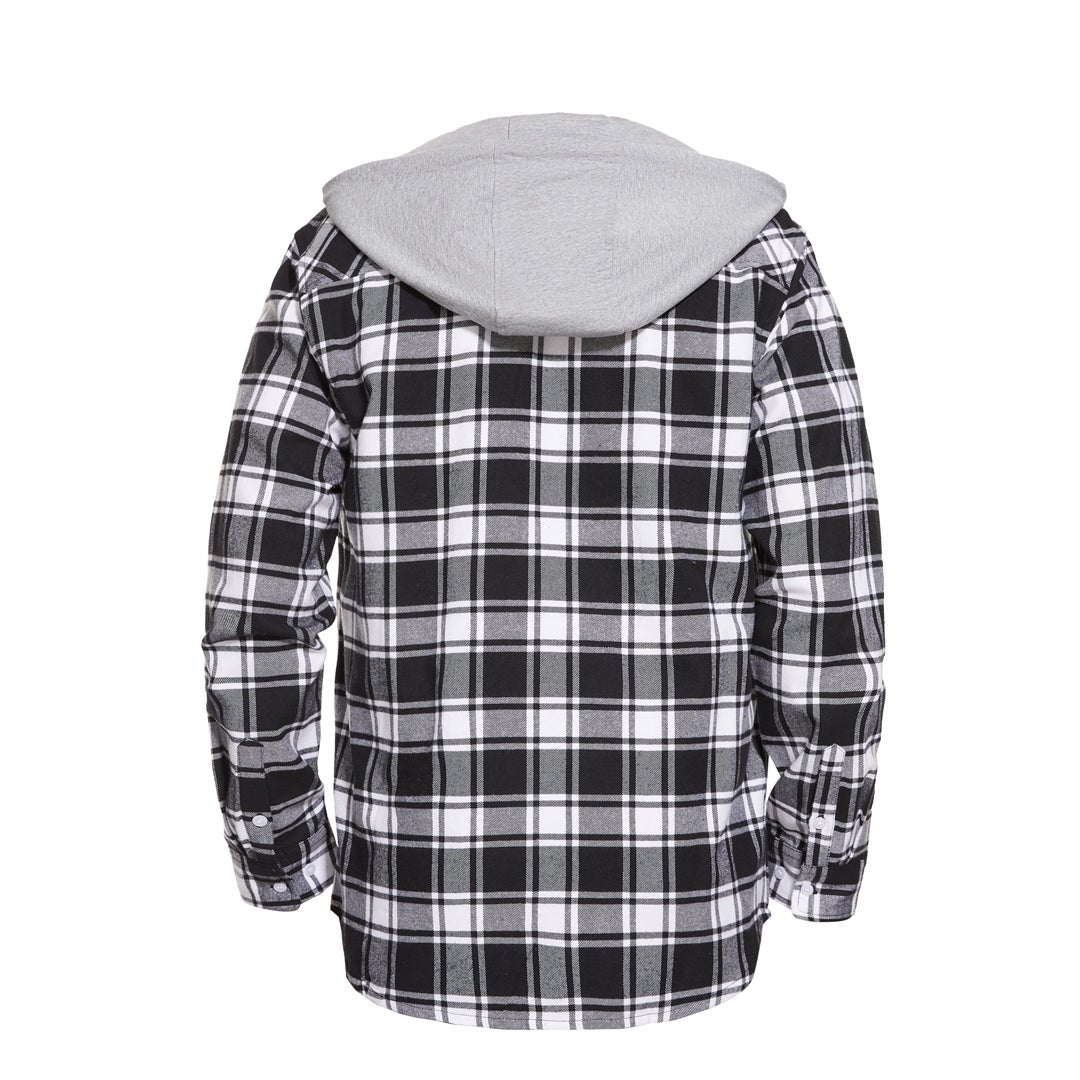 TACVASEN Blue White Men's Buffalo Plaid Hooded Casual Shirt Jacket