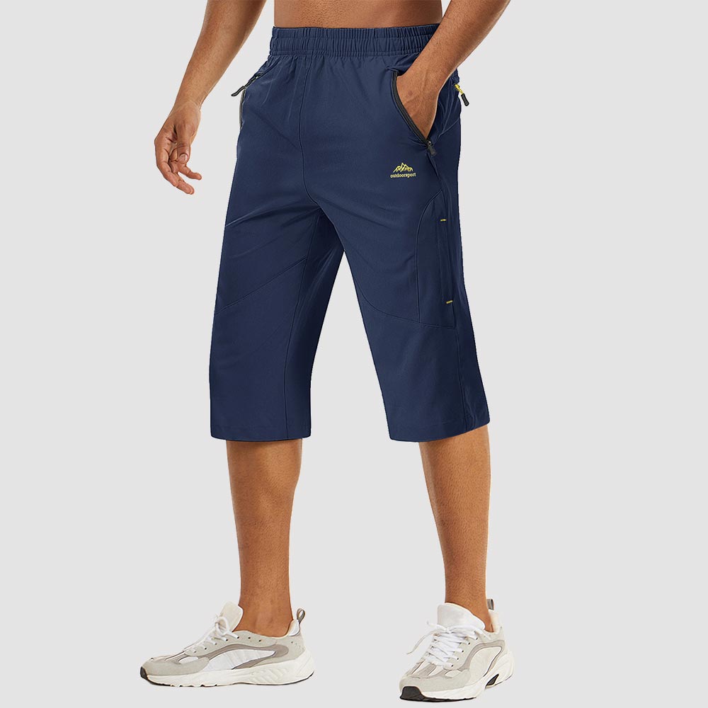 TACVASEN Blue Men's Capri Shorts Quick Dry Below Knee for Hiking