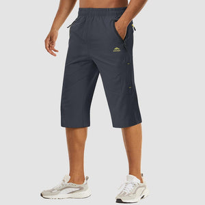 TACVASEN Dark Grey Men's Capri Shorts Quick Dry Below Knee for Hiking