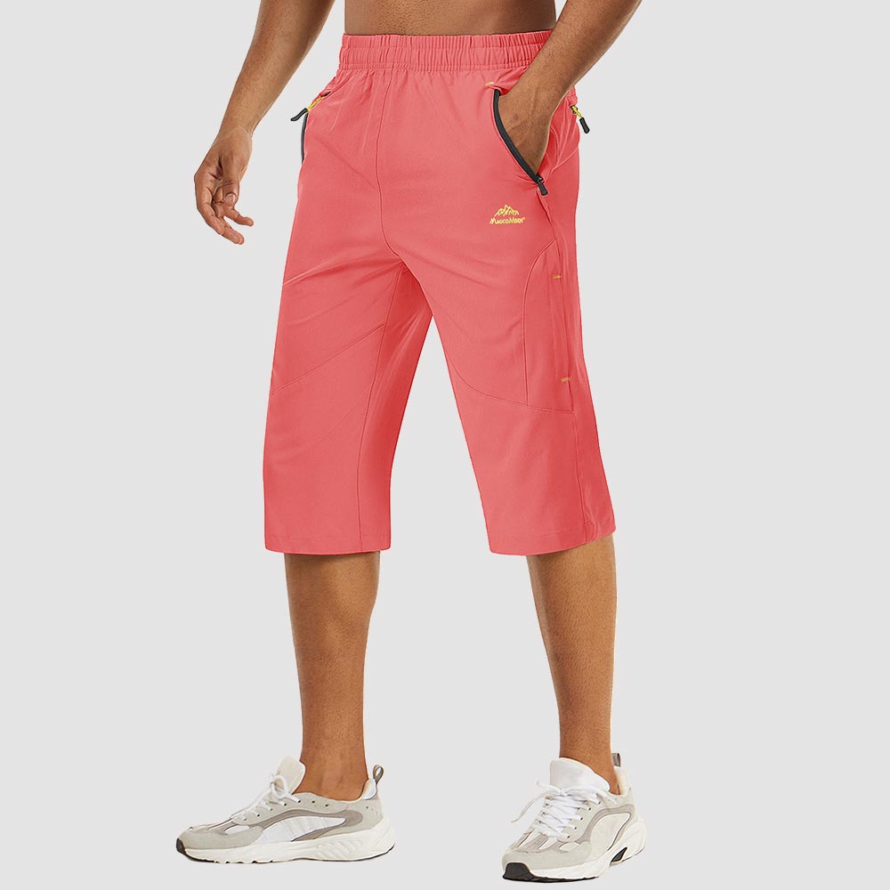 TACVASEN Watermelon Red Men's Capri Shorts Quick Dry Below Knee for Hiking