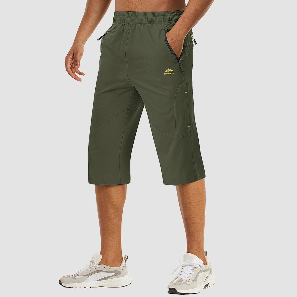 TACVASEN Army Green Men's Capri Shorts Quick Dry Below Knee for Hiking