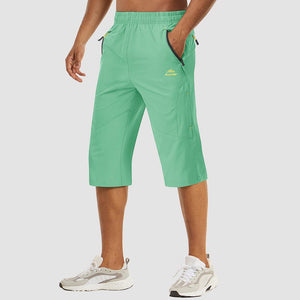 TACVASEN Mint Green Men's Capri Shorts Quick Dry Below Knee for Hiking