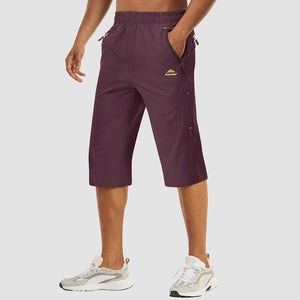 TACVASEN Purple Red Men's Capri Shorts Quick Dry Below Knee for Hiking
