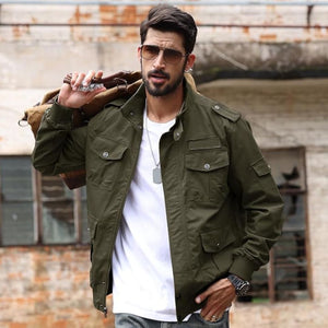 TACVASEN Army Green Men's Cargo Jackets Military Jackets with Multi Pockets